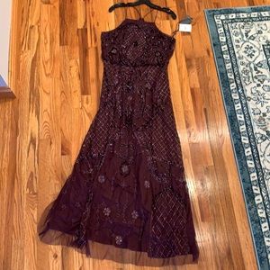Adrianna Papell plum beaded dress